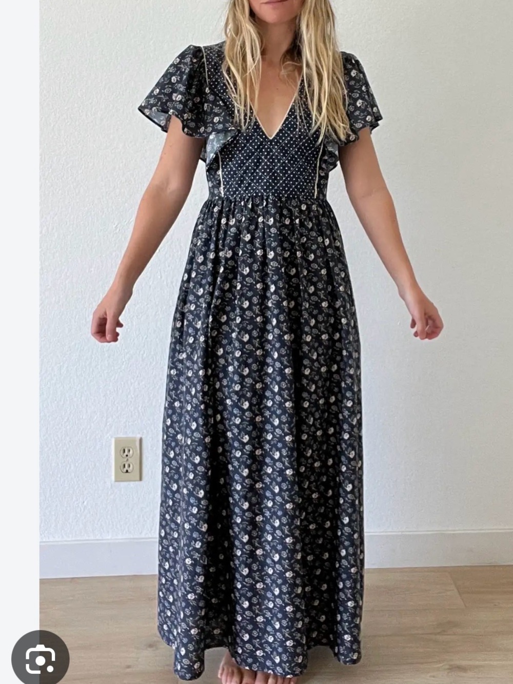Christy Dawn Greta Navy Floral Maxi Dress with V-Neck